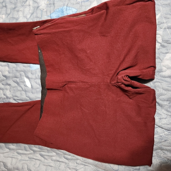 Womens Burgundy High-Waisted Pants - Picture 4 of 9